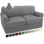 Turquoize 3 Piece T Cushion Loveseat Slipcovers Sofa Cover For 2 Cushion Couch Cover Washable Sofa Slip Cover Furniture Covers With 2 Individual T Cushion Seat Covers (2 Cushion Loveseat, Dove)