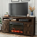 YESHOMY Fireplace TV Stand for Television up to 65+ Inch with Storage and Farmhouse Barn Doors, Entertainment Center with Cabine