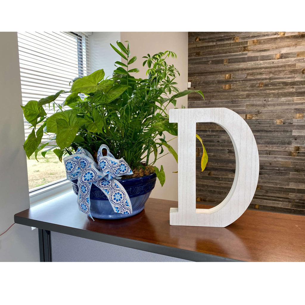 HomeRoots 16' Distressed White Wash Wooden Initial Letter D Sculpture
