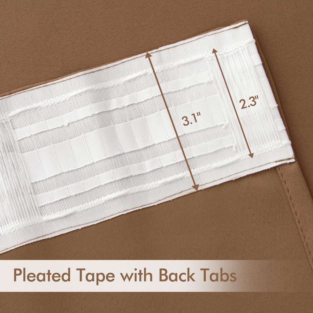 Miulee Back Tab Blackout Curtains 96 Inch Long 2 Panels Set For Living Room Bedroom, Rod Pocket/Pinch Pleated Long Thermal Insulated Room Darkening Floor To Ceiling Drapes, W52Xl96, Cappuccino Brown