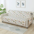 Story@Home Quilted Sofa Cover 3 Seater Fully Covered | 175 X170 Microfiber Sofa Cover 3 Seater Beige & Green Floral Motif Design