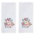 SKL Home Christmas All is Bright Hand Towel 2pc Set for Bath/Kitchen/Bar & Gift, Optic White