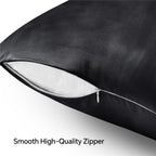 Bedelite Satin Pillowcase With Zipper, Black King Size Pillow Cases Set Of 2, Super Soft And Cooling Similar To Silk Pillow Case