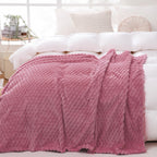 Dusty Pink Throw Blanket 50''  60'' Inches Gifts For Mom Fuzzy 3D Jacquard Decorative Flannel Fleece Super Soft Plush Cozy Blank