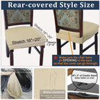 Buyue Luxury Dining Room Chair Covers Set Of 4, Easy Installation Stretchy Jacquard Armless Kitchen Chair Seat Protectors, Rear Covered- Beige- 4