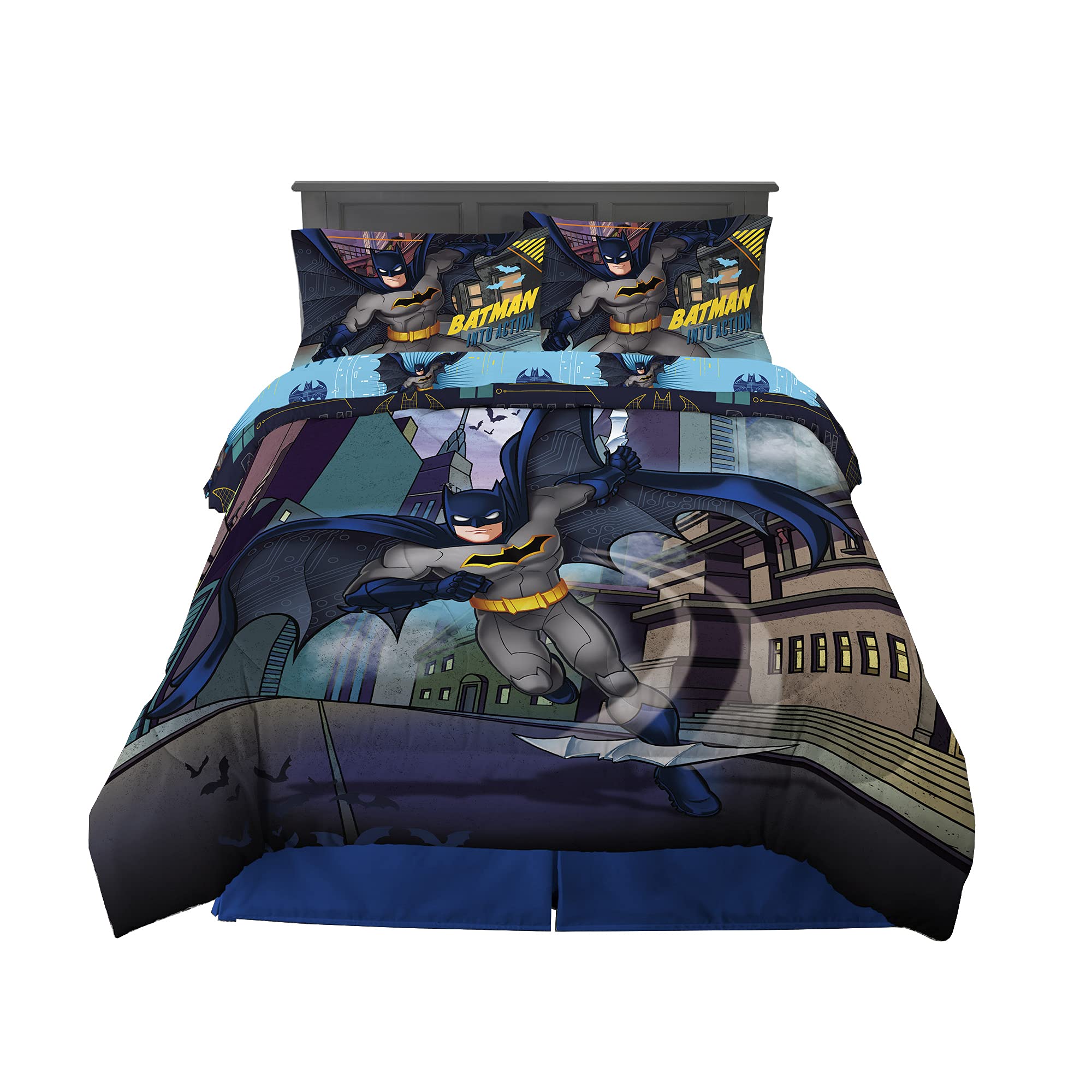 Franco Kids Bedding Super Soft Comforter And Sheet Set, 5 Piece Full Size, Batman