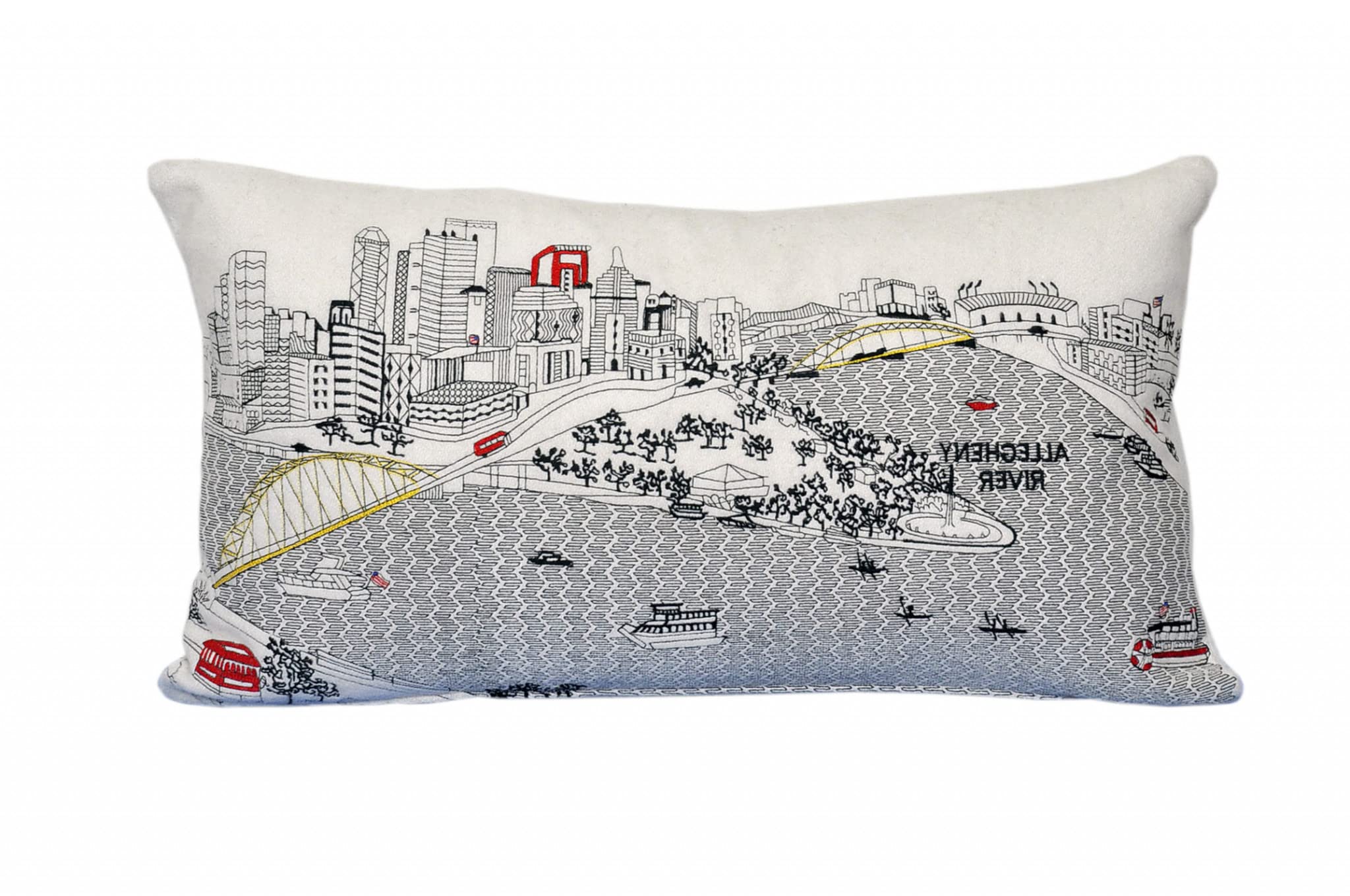 HomeRoots Cream 24' White Pittsburgh Daylight Skyline Lumbar Decorative Pillow