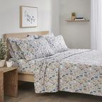 Comfort Spaces Cotton Flannel Breathable Warm, Deep Pocket Sheets With Pillow Case Bedding, Full, Multi Forest Animals 4 Piece