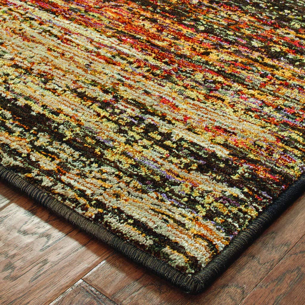 HomeRoots Nylon, Polypropylene 12' Gold and Slate Abstract Runner Rug