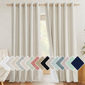 NICETOWN Full Blackout Natural Linen Curtains 102 Length with Thermal Insulated Liners for Living Room, 2 Panels, 62 inches W, F