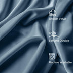 Lazzzy Blackout Velvet Curtains Blue Thermal Insulated Curtains 96 Inch Long Drapes For Bedroom Living Room Darkening Window Treatments Grommet Living Room Curtains Set Of 2 Panels Dark Slate