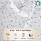 California Design Den Printed Full Size Cotton Sheet Set, 100% Organic Cotton Percale Sheets, Deep Pocket Sheets & Pillowcase Set - Llama
