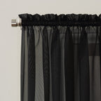 No. 918 53566 Emily Sheer Voile Rod Pocket Curtain Panel, 59'' X 95'', Black