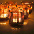 VOHO Amber Candle Holder Set of 12, Glass Votive Candle Holders Centerpiece Table Decorations, Large Candle Holders Bulk for Hol