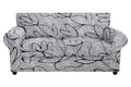 Searchi Stretch Sofa Cover Printed Couch Cover, Floral Pattern 3 Pieces Loveseat Slipcover With 2 Separate Cushion Cover, Washable Furniture Protector For Living Room(Loveseat, Grey Lotus+White)