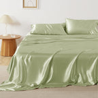 Bedsure Satin Sheets Queen Size - Similar To Silk Sheets, Silky Bedsheet, Luxury & Ultra Soft, Non-Fading & Wrinkle Free, Good For Hair & Skin, Gifts For Women, 4 Pieces, Sage Green