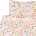 J-Pinno Floral Graden Wildflower Cartoon Cute Cozy Fun 4 Pcs Full Sheet Set For Kids Girls Children100% Cotton Flat Sheet + Fitt