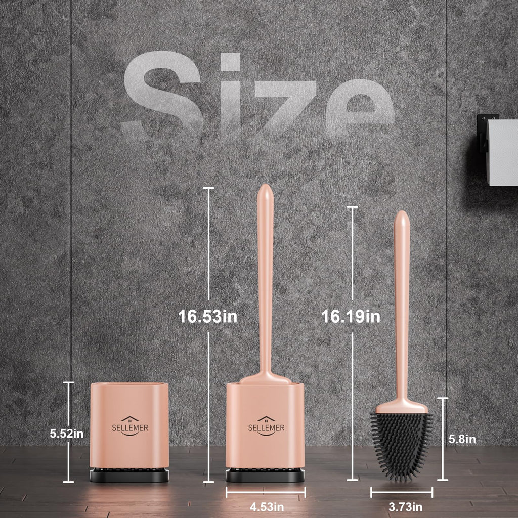 Sellemer Toilet Brush And Holder Set - Flexible Toilet Bowl Brush Head With Silicone Bristles, Compact Size For Storage And Orga