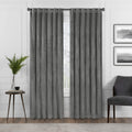 Eclipse Harper Velvet Rod Pocket Curtains for Bedroom, Single Panel, 50 in x 84 in, Charcoal