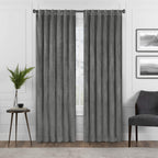 Eclipse Harper Velvet Rod Pocket Curtains for Bedroom, Single Panel, 50 in x 84 in, Charcoal