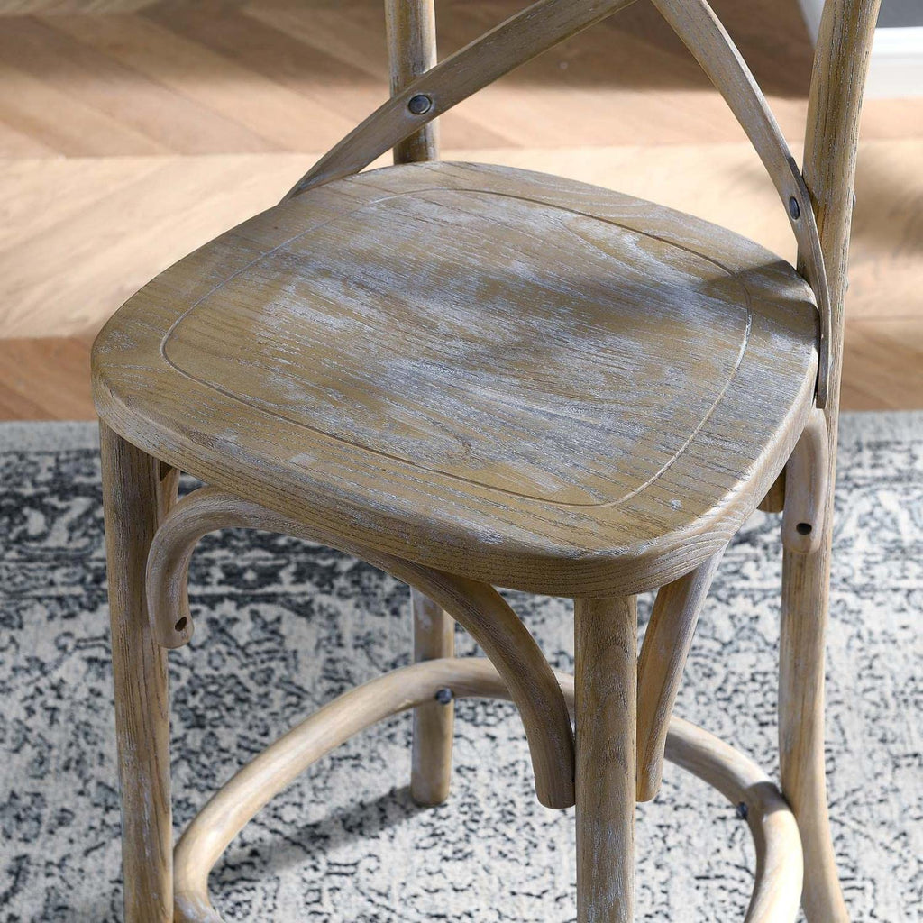 Modway Gear X-Back Wood Counter Bar Stool In Gray