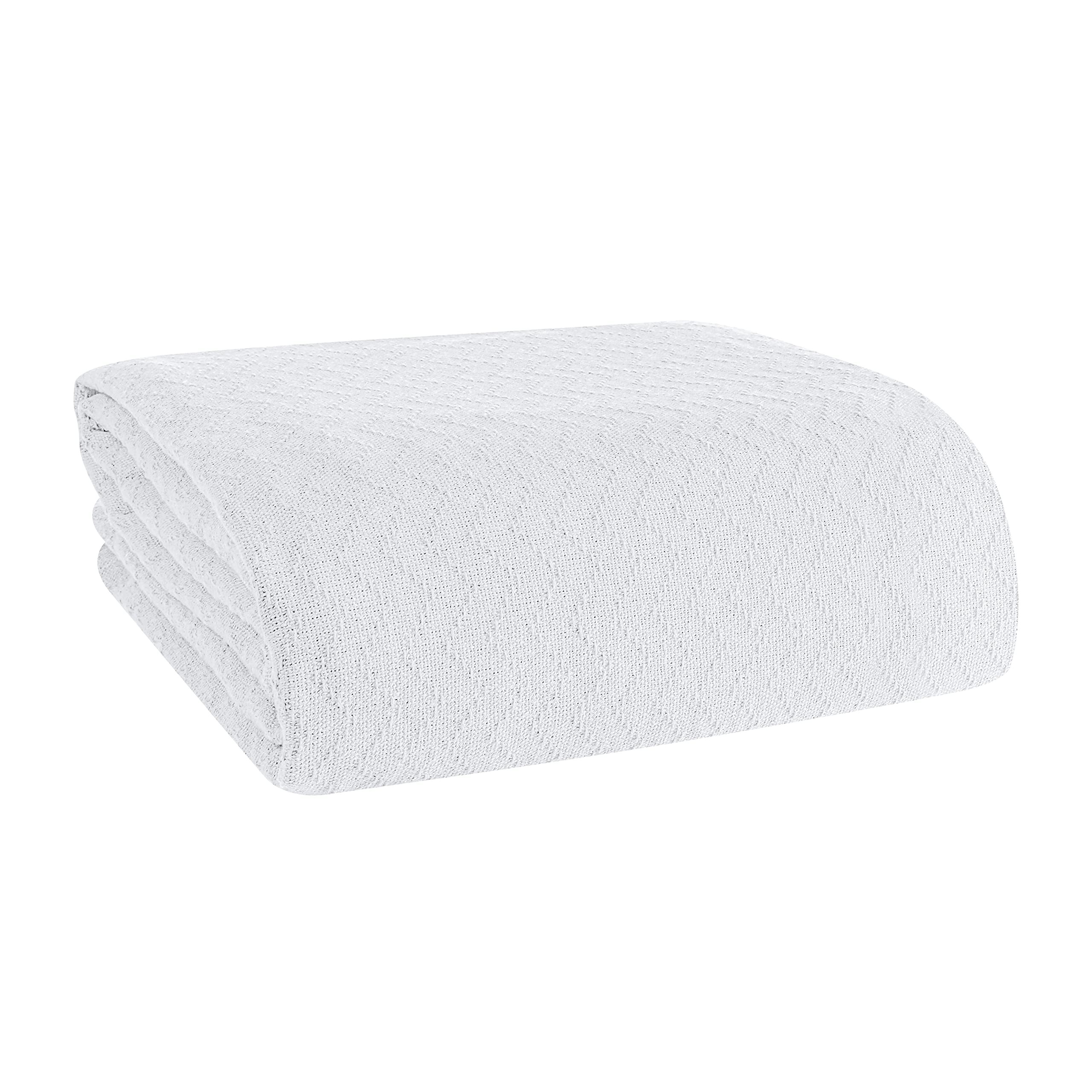 Belizzi Home 100% Cotton Bed Blanket, Breathable Thermal Blanket Full - Queen Size, Soft Chevron Thermal Blanket 90'X90', Cott