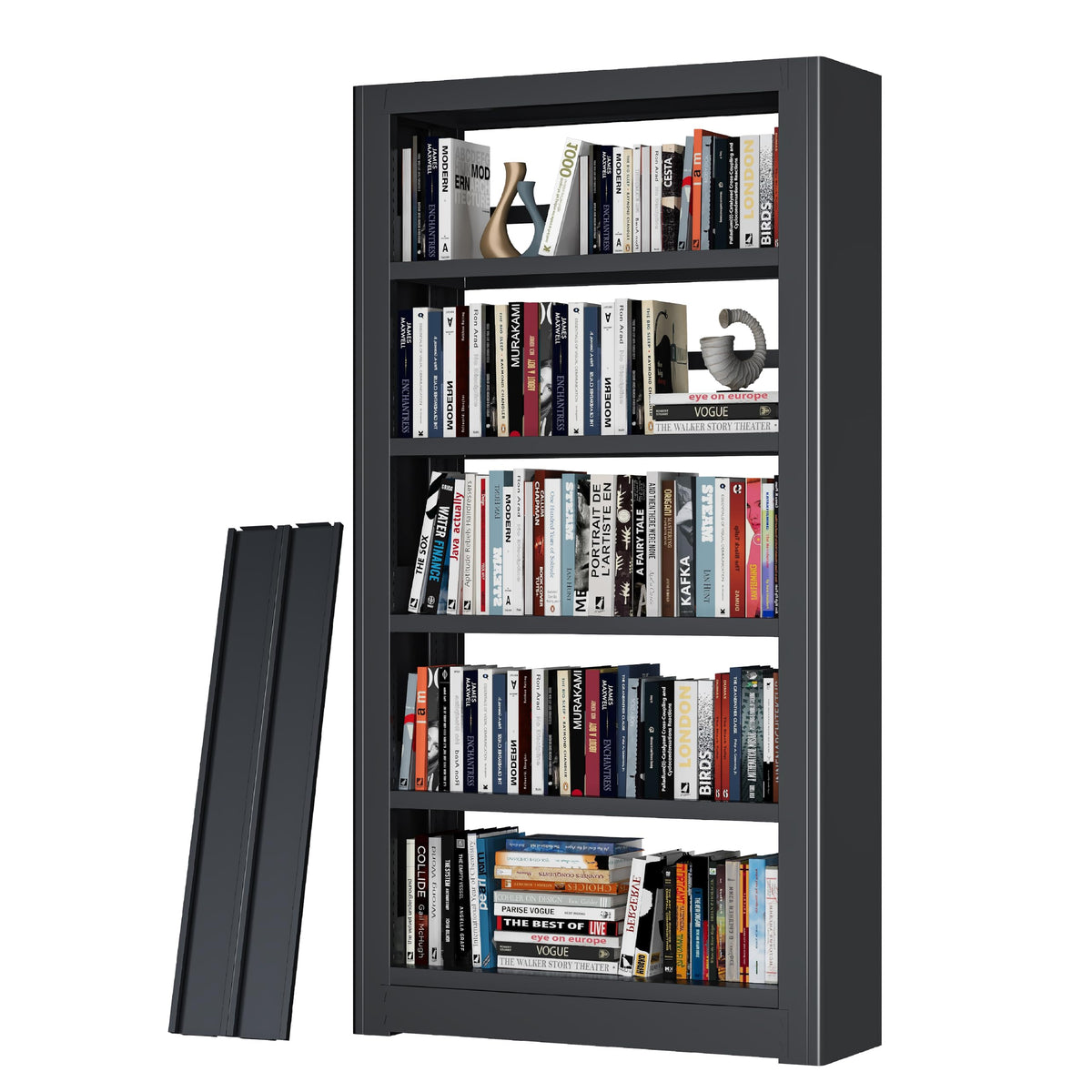 OSKEBABO Heavy Duty Bookshelf, 280 lbs Per Shelf Modern Bookcase, 5 Tier Open Book Shelf Organizer, Reinforced TwoPiece Steel S