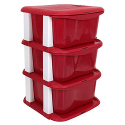 Cutting Edge 3 Layer, Modular Storage Drawer Set, Red