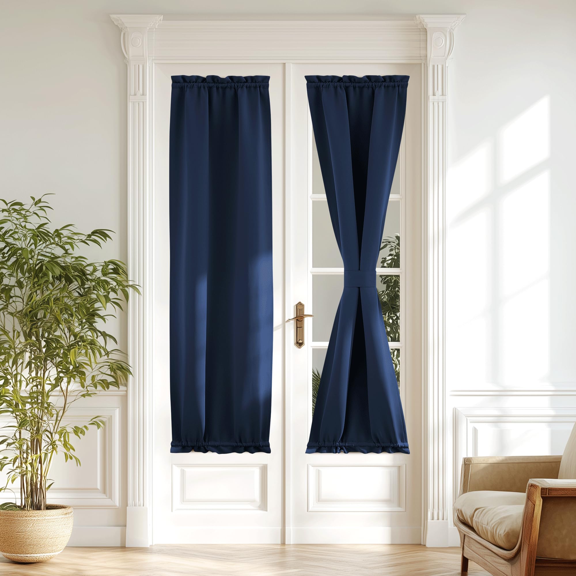 NICETOWN Sidelight Door Curtains - Thermal Insulated Blackout Front French Door Window Curtains for Small Shade for Side Patio G