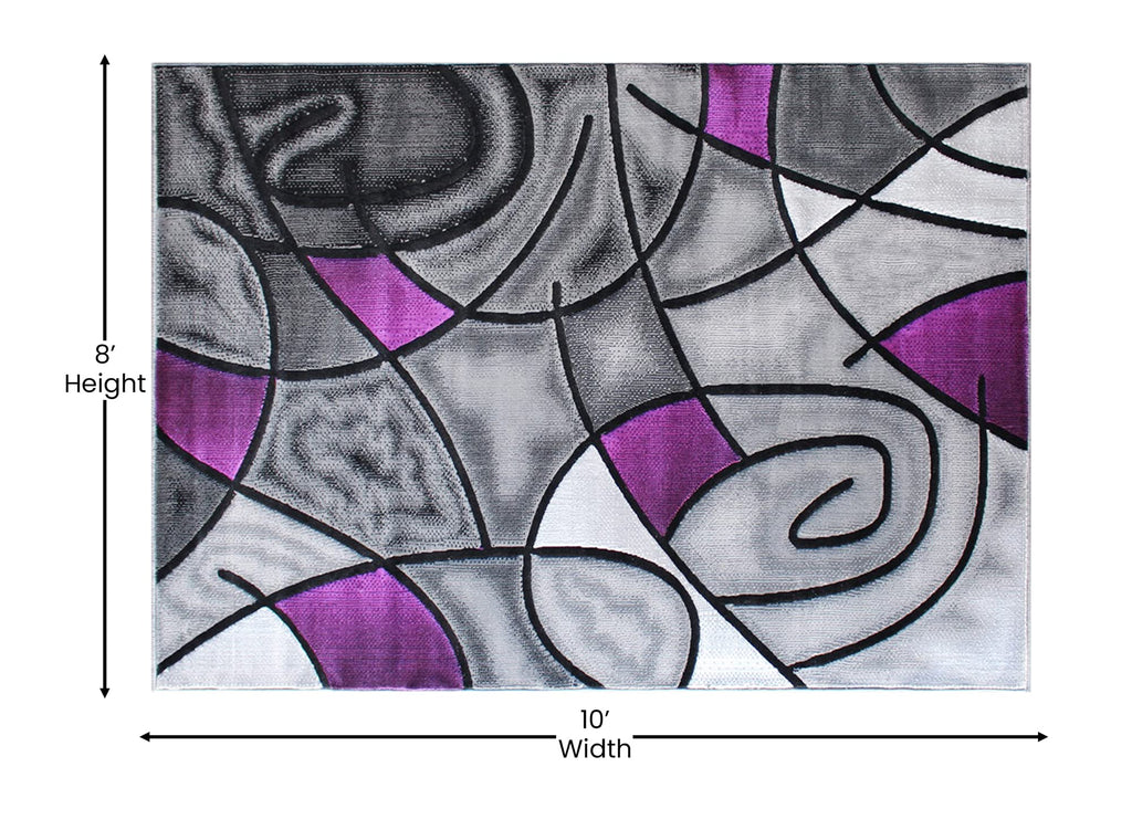 Flash Furniture Jubilee Collection Abstract Area Rug - Colorfast Purple Olefin Rug - 8' X 10' Area Rug - Jute Backing - Living Room, Bedroom, & Family Room