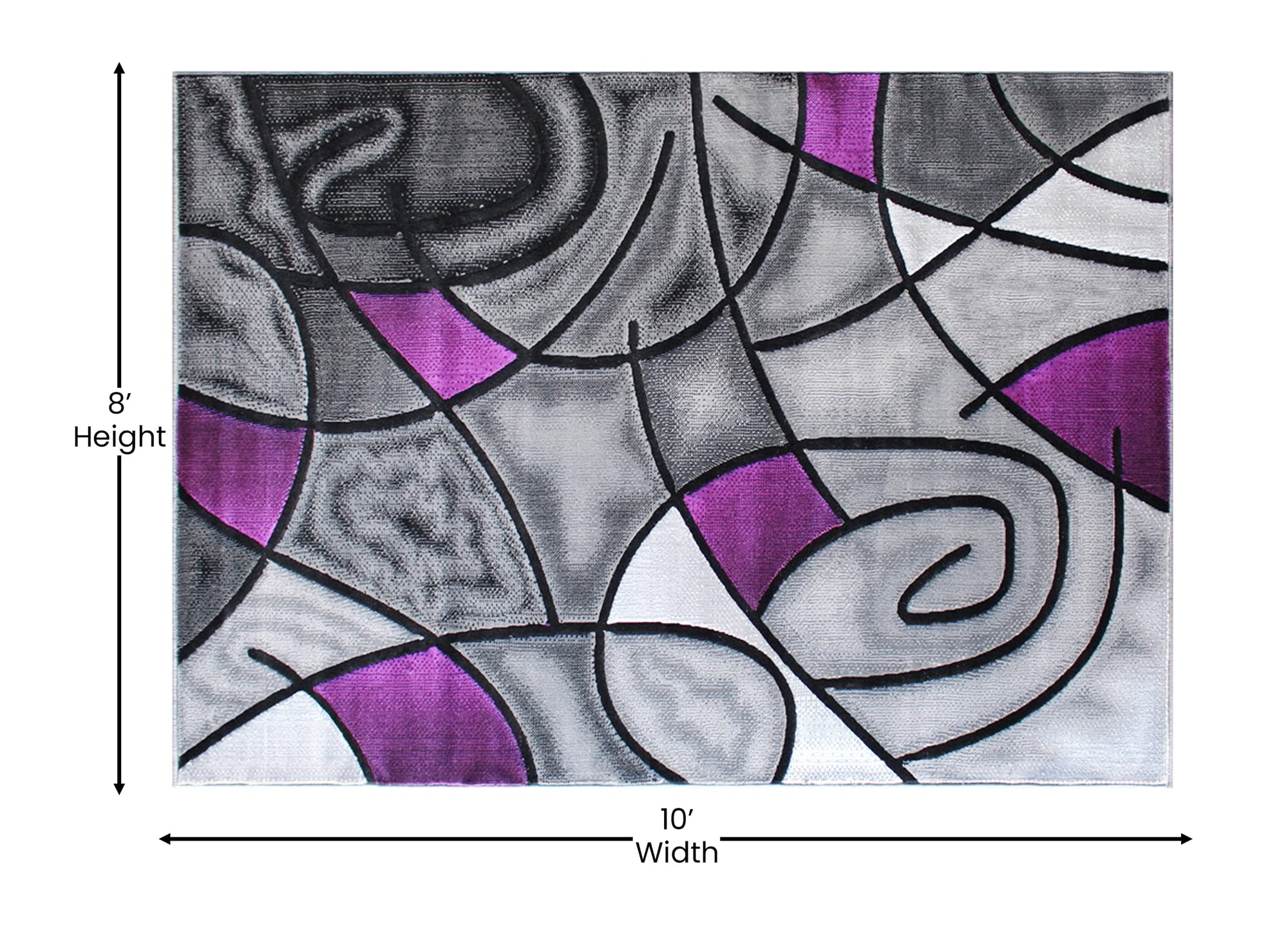 Flash Furniture Jubilee Collection Abstract Area Rug - Colorfast Purple Olefin Rug - 8' X 10' Area Rug - Jute Backing - Living Room, Bedroom, & Family Room