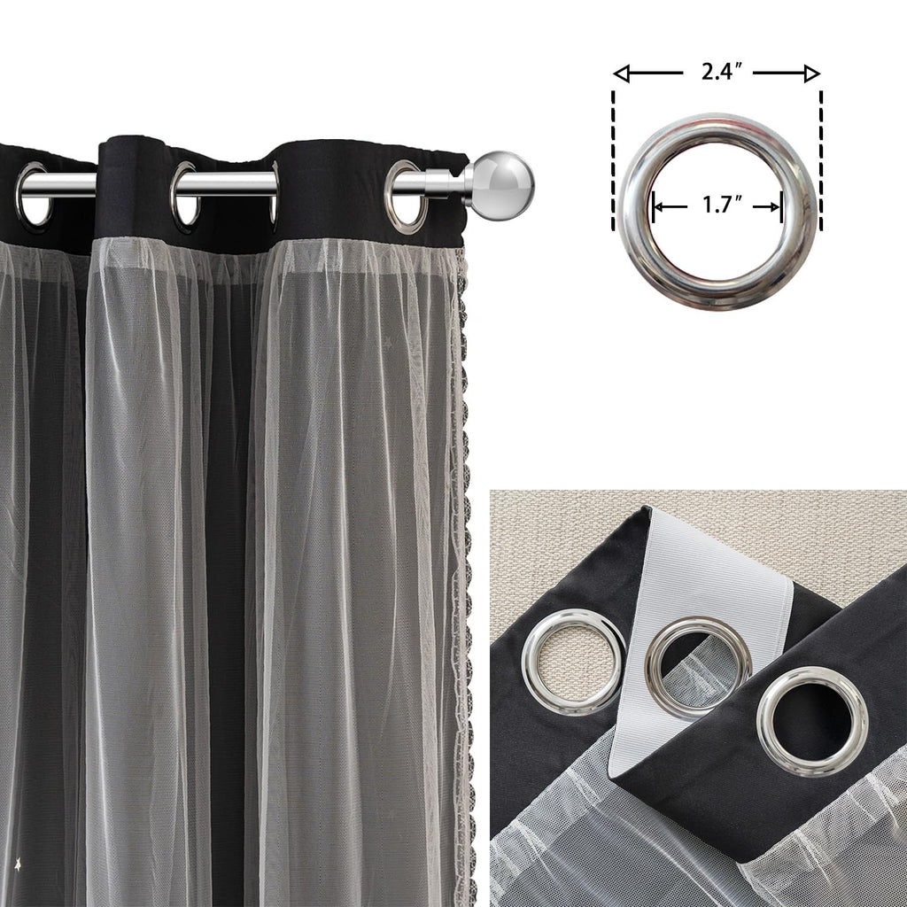 Yancorp Black Curtains For Bedroom Living Room Thermal Insulated Kids Curtain Hollow-Out Star Window Nursery Curtain 96 Inches Length Room Darkening Grommet(Black,52 * 96),1 Panel