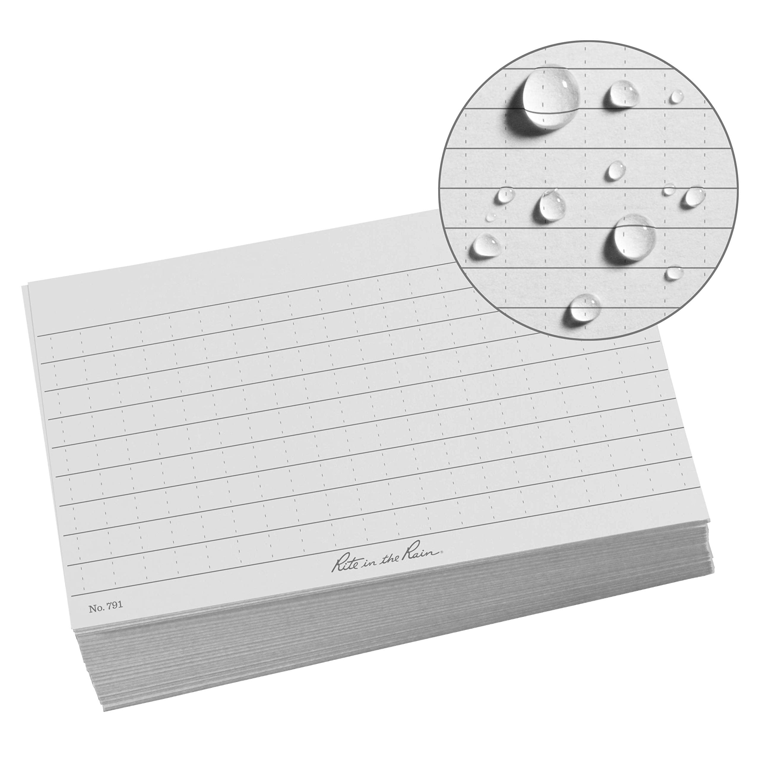 Rite In The Rain All Weather Index Cards, 3' X 5', Universal Pattern, Gray (No. 791)