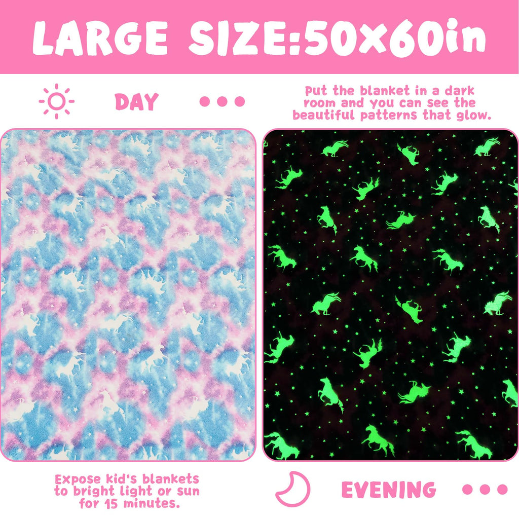 Inhand Unicorn Toys Glow In The Dark For Blanket,Unicorn Gifts For Girls Age 1 2 3 4 5 6 7 8 9 10 Birthday Halloween Christmas C