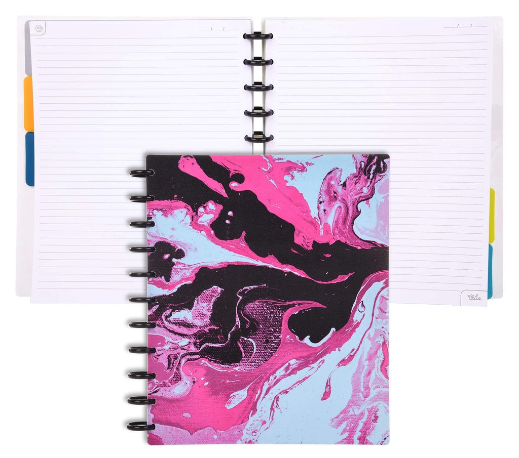 Talia Discbound Notebooks, Planner, Customizable, (Xmarble Flow Taffy W/Black Discs, Letter (8.5In X 11In))