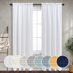 Mrs.Naturall Farm House Curtains 5 Ft Wide By 84 Inches Long For Bedroom Fabric Sheer Linen Large Drape Lightweight Extra Wide Curtain For Living Room Farmhouse 2 Panels Rod Pocket 60X84 Length White