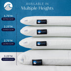 Bluewave Bedding Hyper Slim Gel Memory Foam Pillow For Stomach And Back Sleepers - Thin, Flat Design For Cervical Neck Alignment