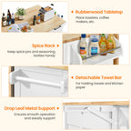 Yaheetech Kitchen Island Cart with Drop Leaf, Rubberwood Top, 3 Drawers, Storage Cabinet, White