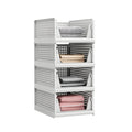Proarea 4 Pack Stackable Plastic Storage Basket Closet Organizer Bin Foldable Clothes Organizer Storage Drawer Shelf Container f