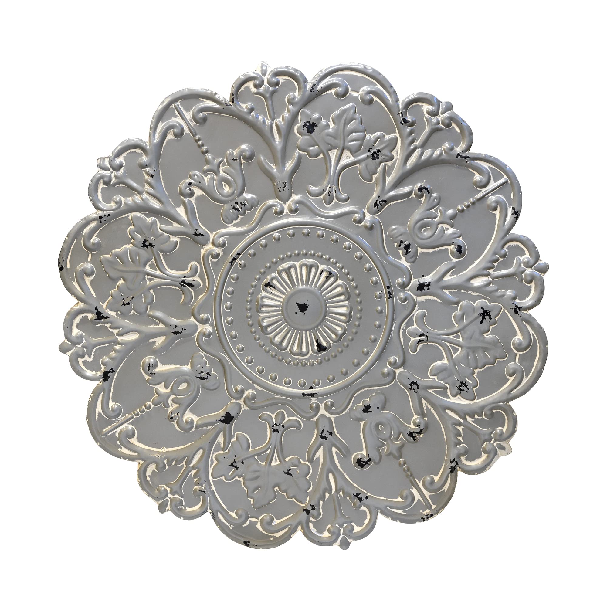 Stratton Home Decor S07730 Medallion Wall Decor, W X 0.75 D X 28.00 H, Grey
