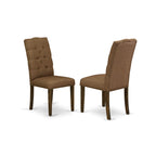East West Furniture Lmel5-77-18 5 Piece Dining Table Set For 4 Includes A Rectangle Rustic Wood Dinner Table And 4 Brown Linen Linen Fabric Upholstered Chairs, 40X72 Inch, Jacobean