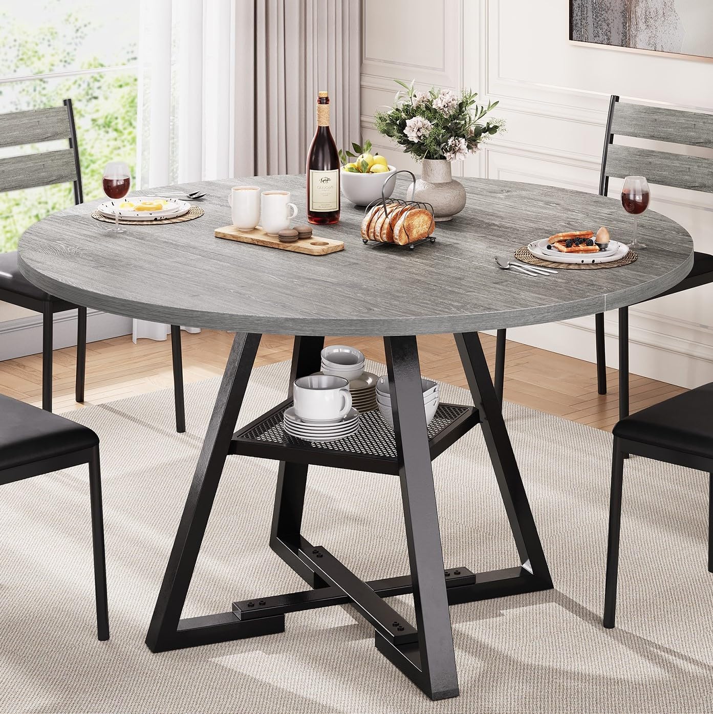Jocoevol Round Dining Table for 4, Kitchen Table, Dining Table, Circle Table, Round Pedestal Dining Table, Dining Room Table, Di