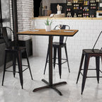 Flash Furniture 36'' Square Walnut Laminate Table Top With 30'' X 30'' Bar Height Table Base