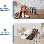 2-Tier Metal Shoe Rack with Slide-n-Adjust, 6-Pair Capacity, Chrome Finish