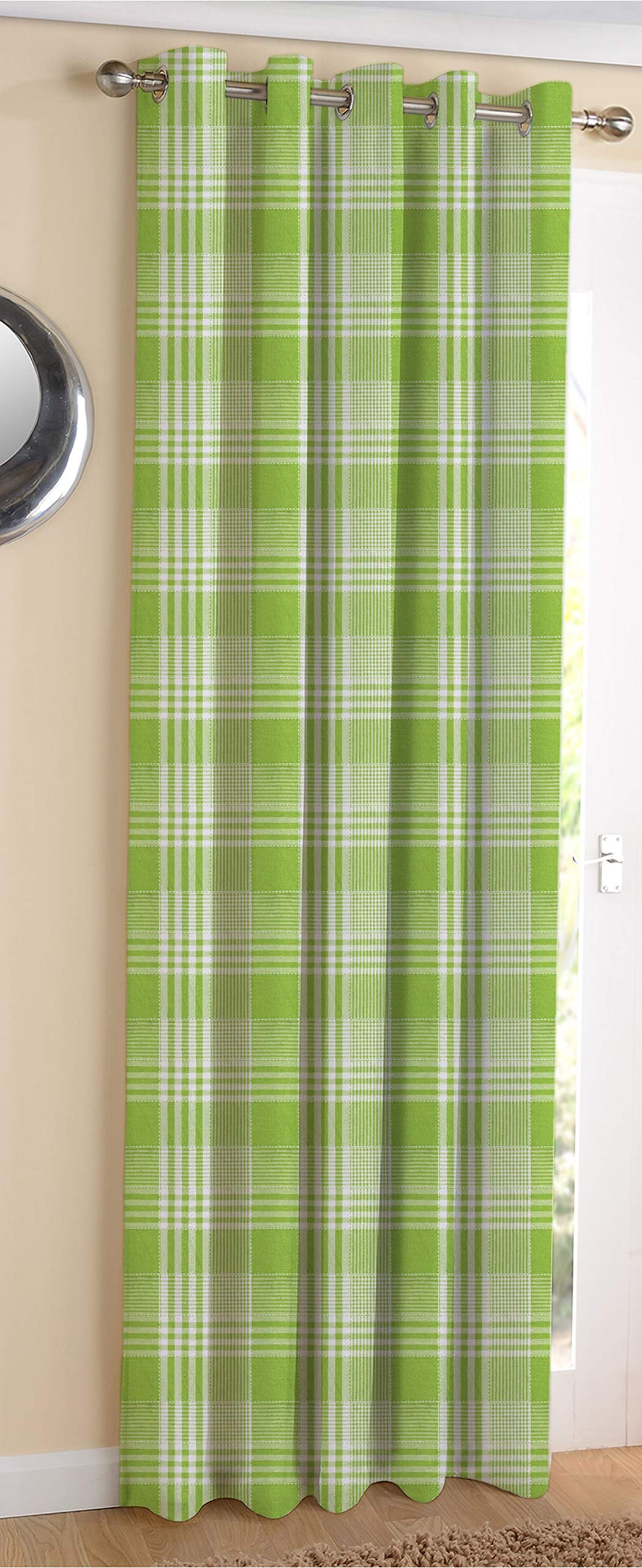 AIRWILL Cotton Track Dobby Green Designed Blackout and Room Darkening 5ft Window Curtains Pack of 1 pc. (Self Design  Green)