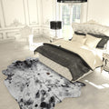 NEOCOZY Exquisite Cowhide Rug, 4 x 5.2 ft Faux Cowhide Rug for Living Room Bedroom, Cow Print Rug for Wall, Non-Slip, Grey White