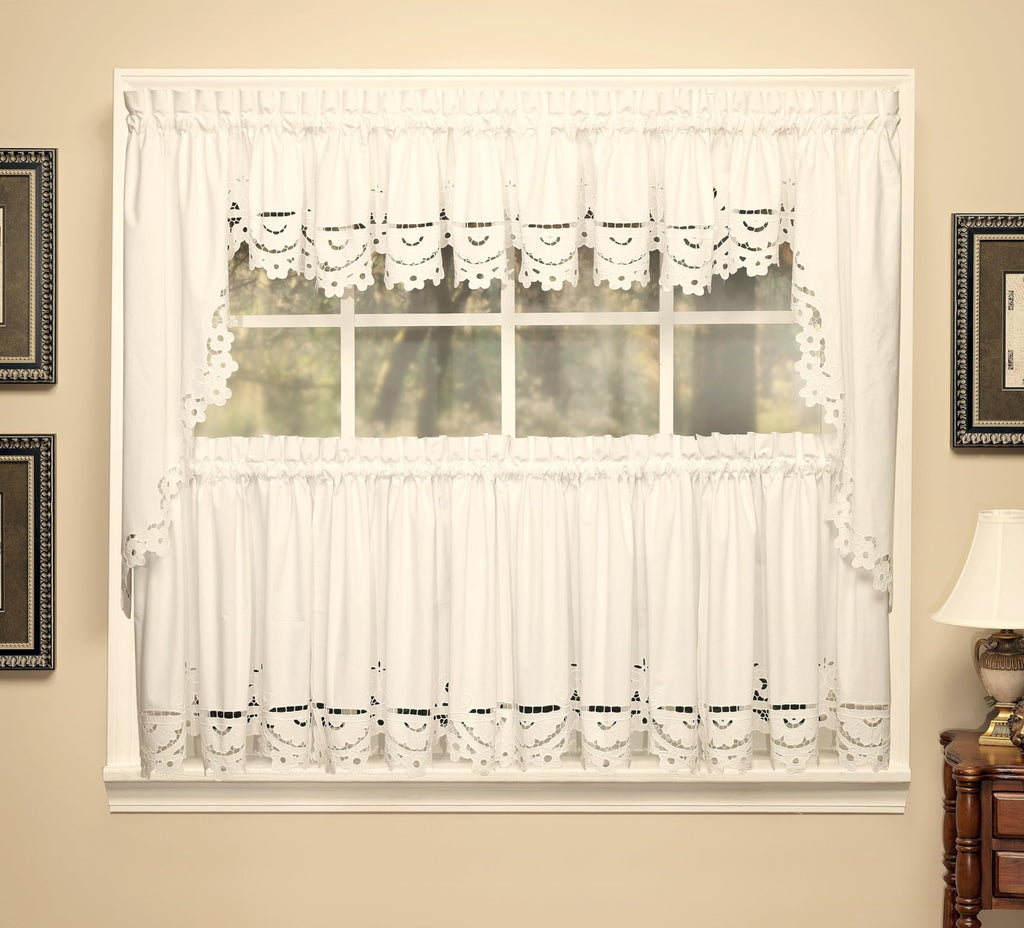 Today'S Curtain Imperial Classic Drawn Cutwork Window Swag, 38-Inch, Beige