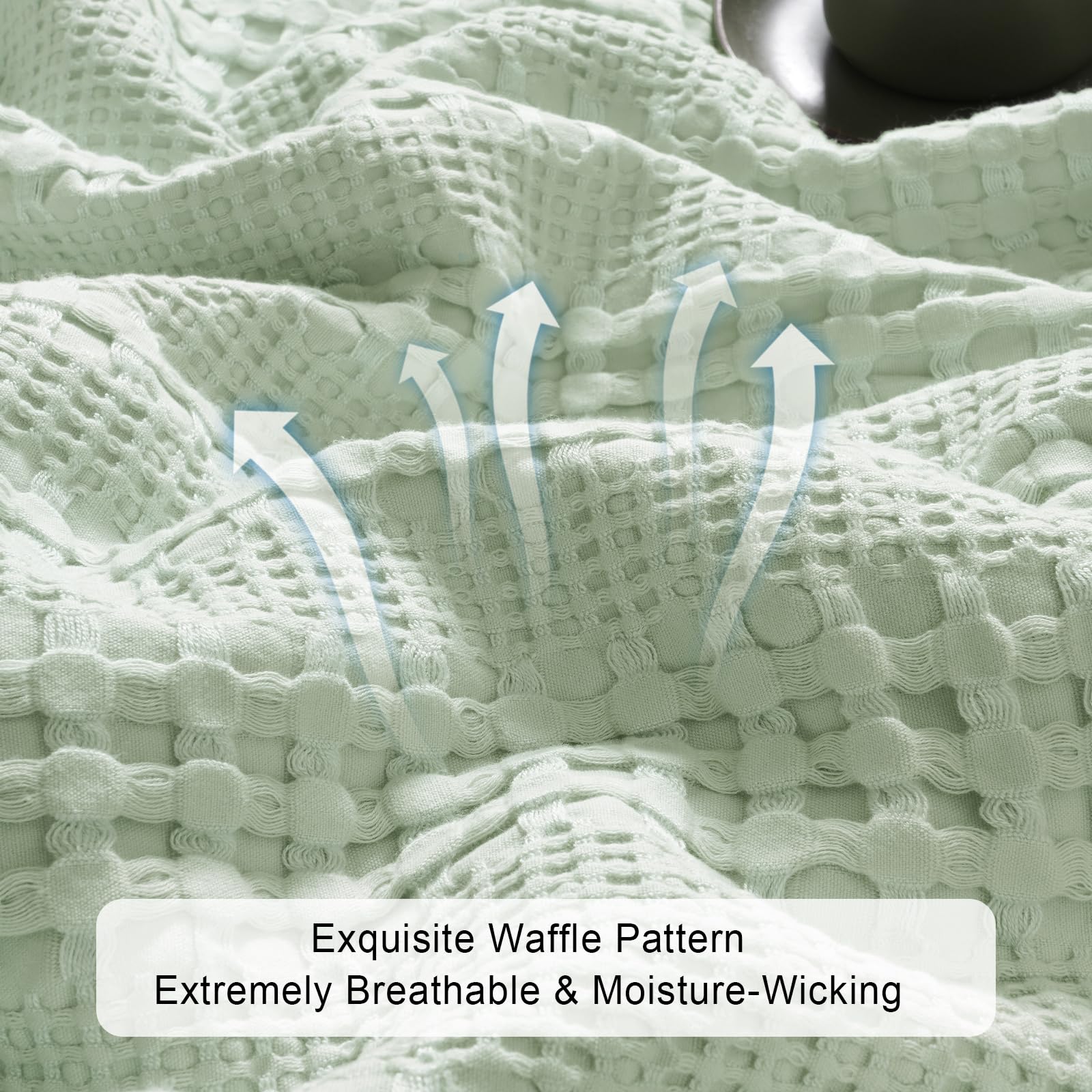 Phf Cooling Waffle Blanket King Size, Lightweight 60% Rayon Derived Bamboo & 40% Cotton Breathable Blanket For Hot Sleepers, Soft And Luxury For Bed Couch And Sofa, 104'X90', Mint