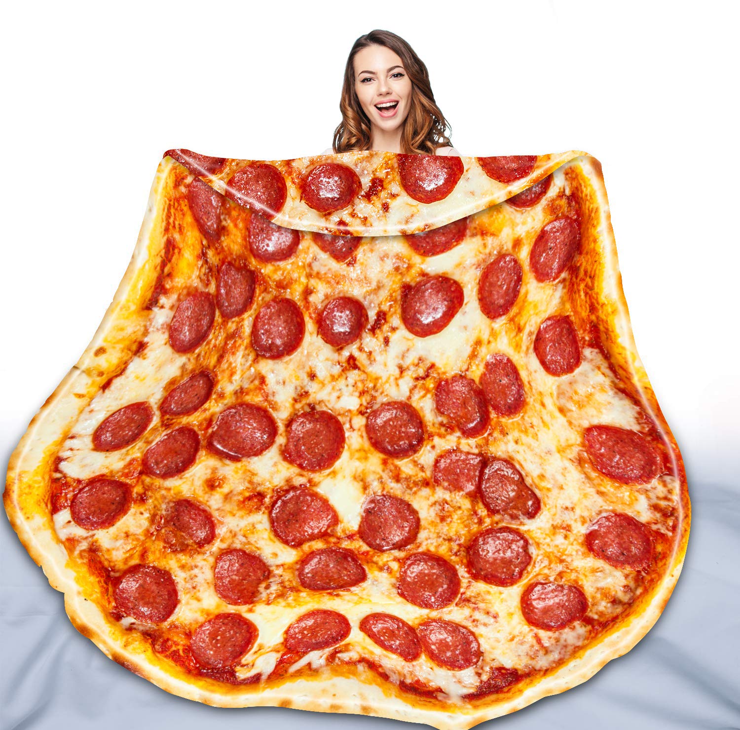 Qiyi Pizza Blanket 2.0 Double Sided For Adult And Kids, Giant Food Throw Blanket Funny Thanksgiving Gifts, Christmas Novelty Gif