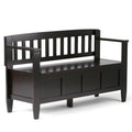 SIMPLIHOME Brooklyn Entryway Storage Bench - 48 inch Wide Solid Wood Storage Seat in Coffee Brown, Contemporary Bench for Entryw